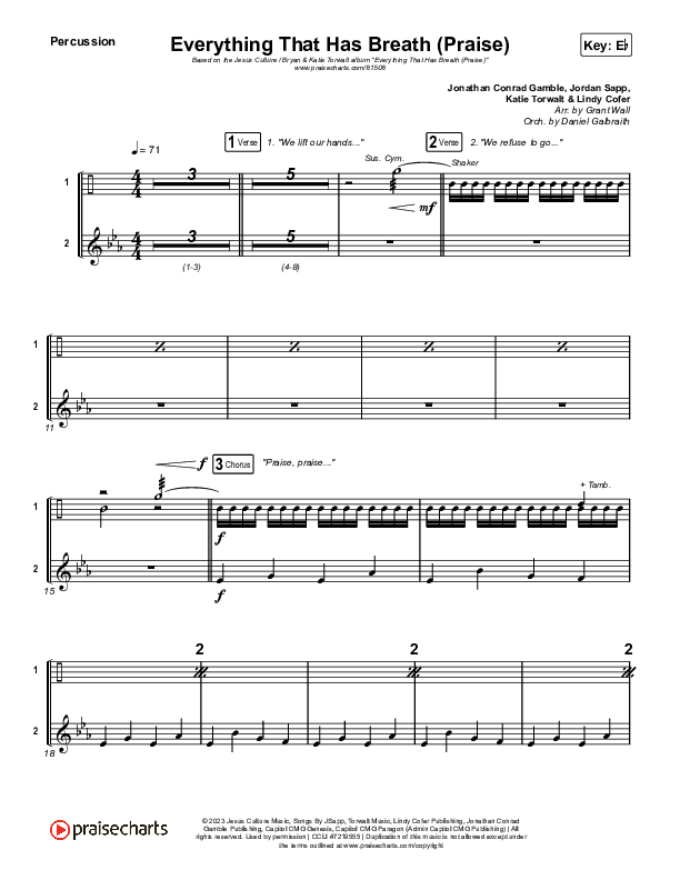 Everything That Has Breath (Praise) (Live) Percussion (Jesus Culture / Bryan Torwalt / Katie Torwalt)