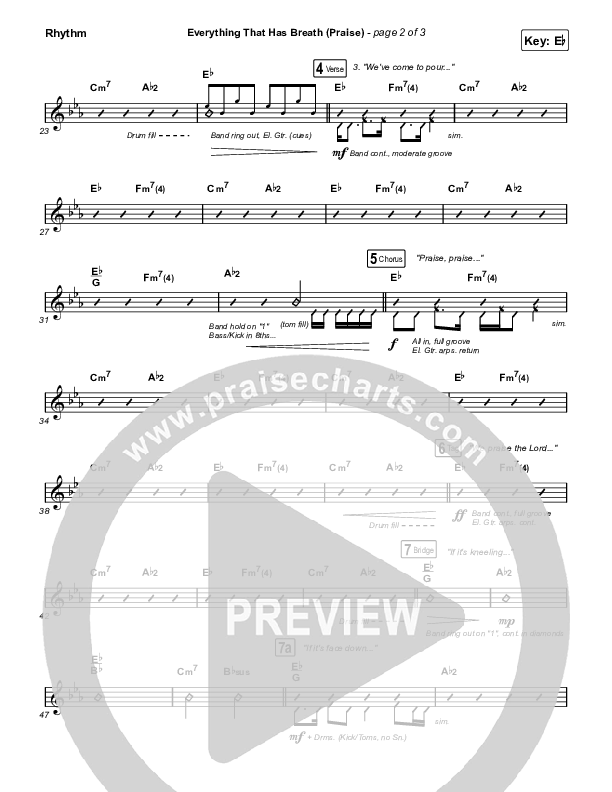 Everything That Has Breath (Praise) (Live) Rhythm Chart (Jesus Culture / Bryan Torwalt / Katie Torwalt)