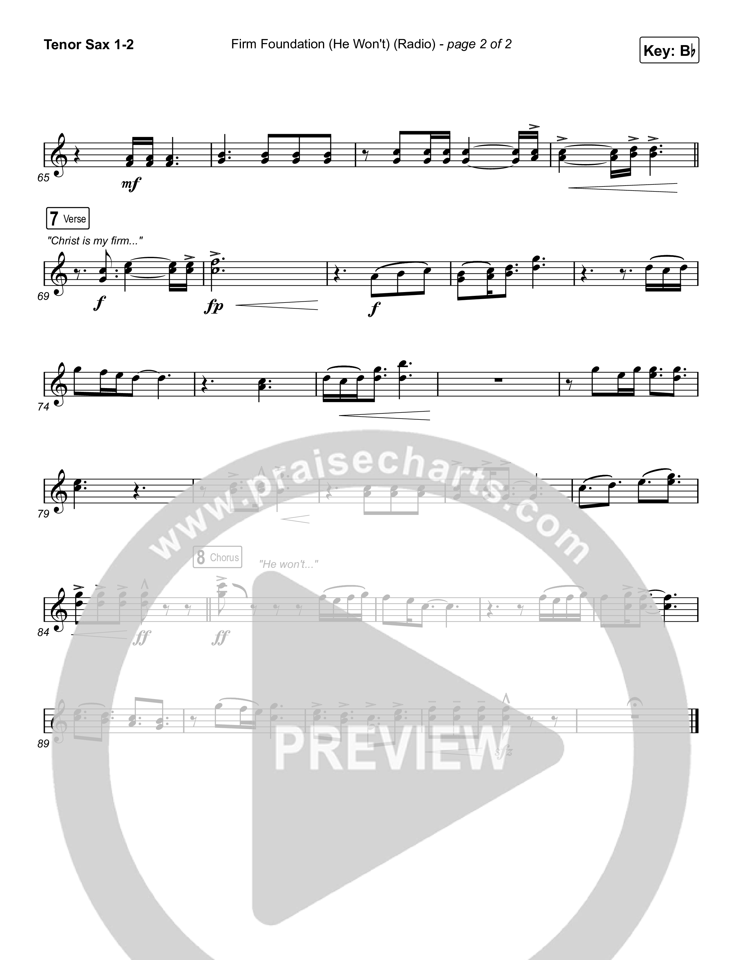 Firm Foundation (He Won't) (Radio) Tenor Sax 1,2 (Cody Carnes)