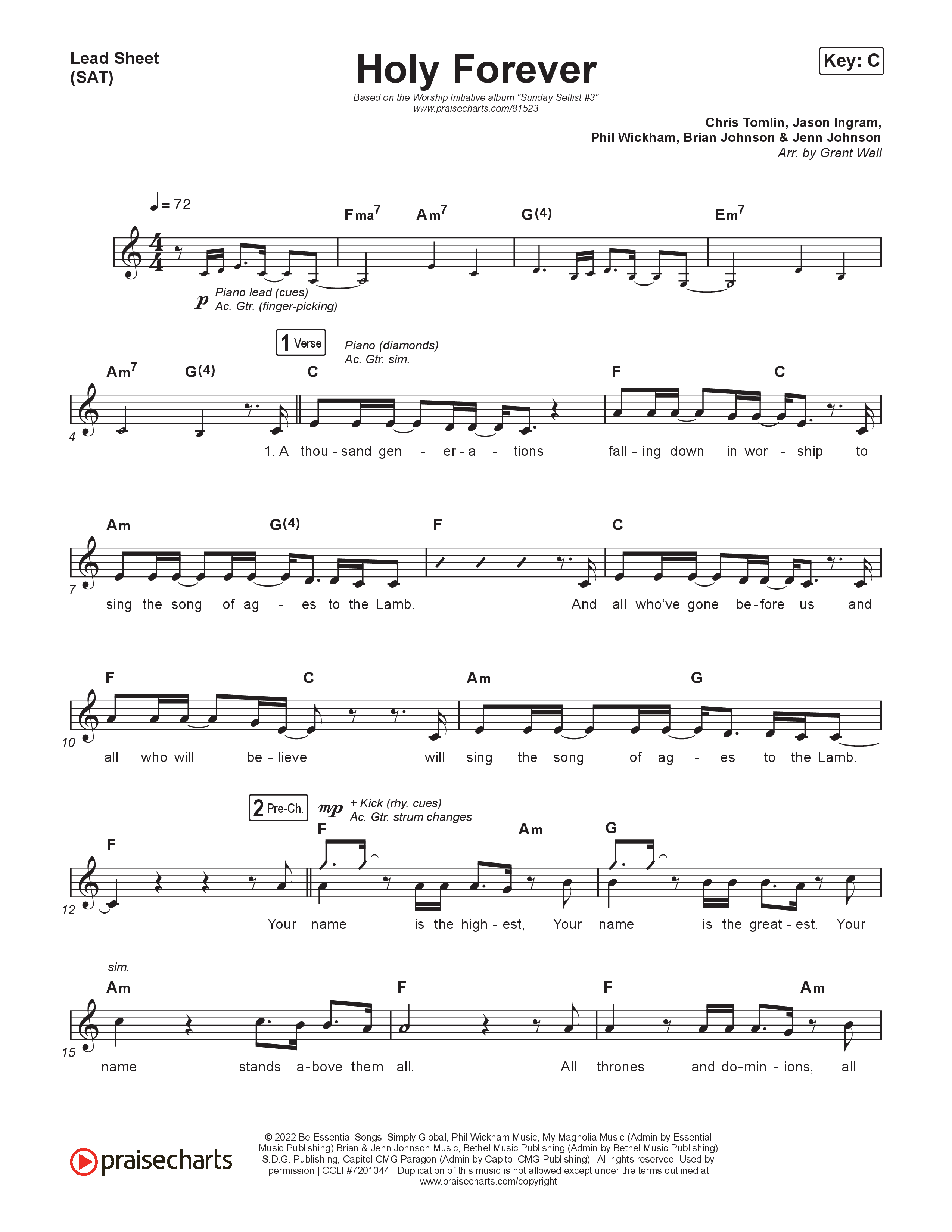 Holy Forever Lead Sheet (SAT) (The Worship Initiative)