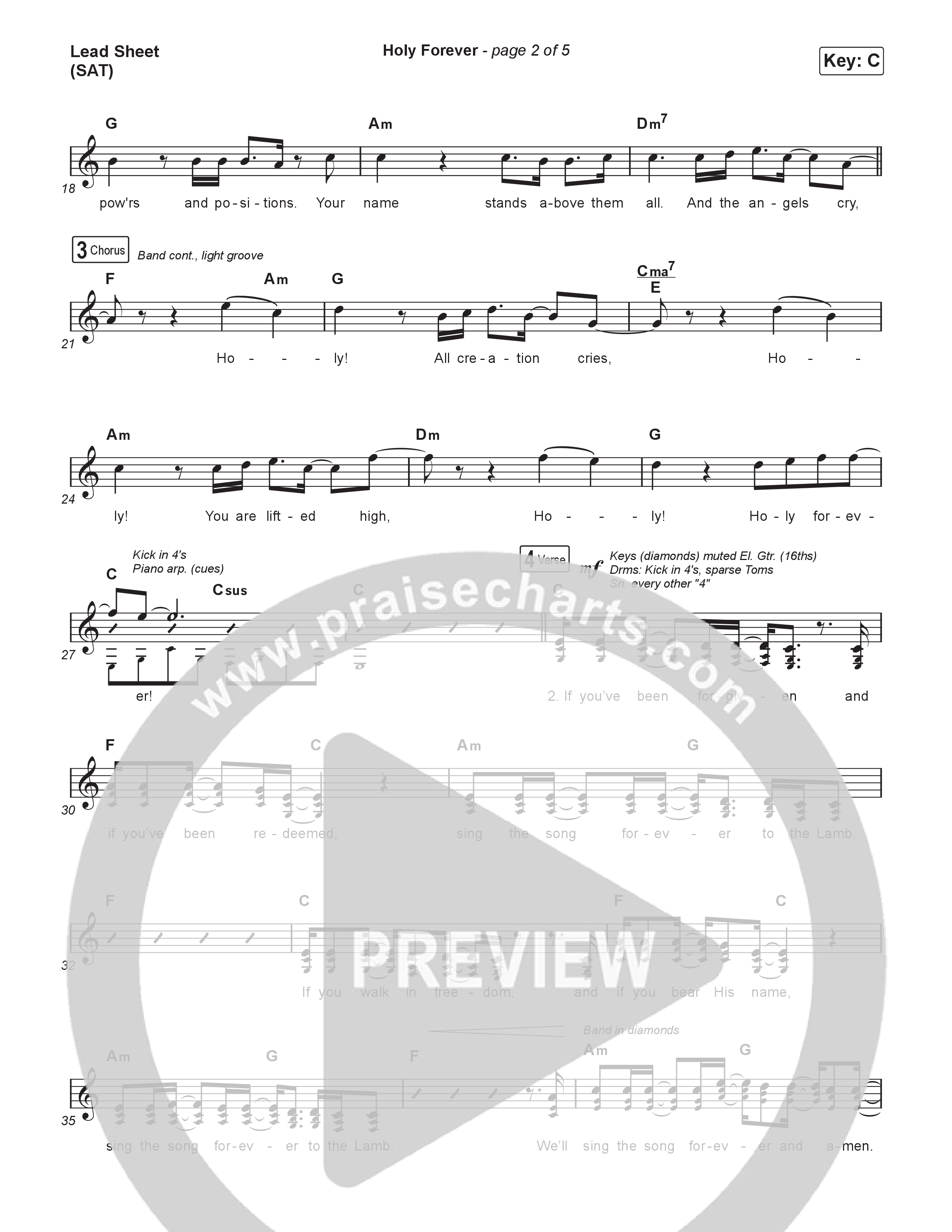 Holy Forever Lead Sheet (SAT) (The Worship Initiative)