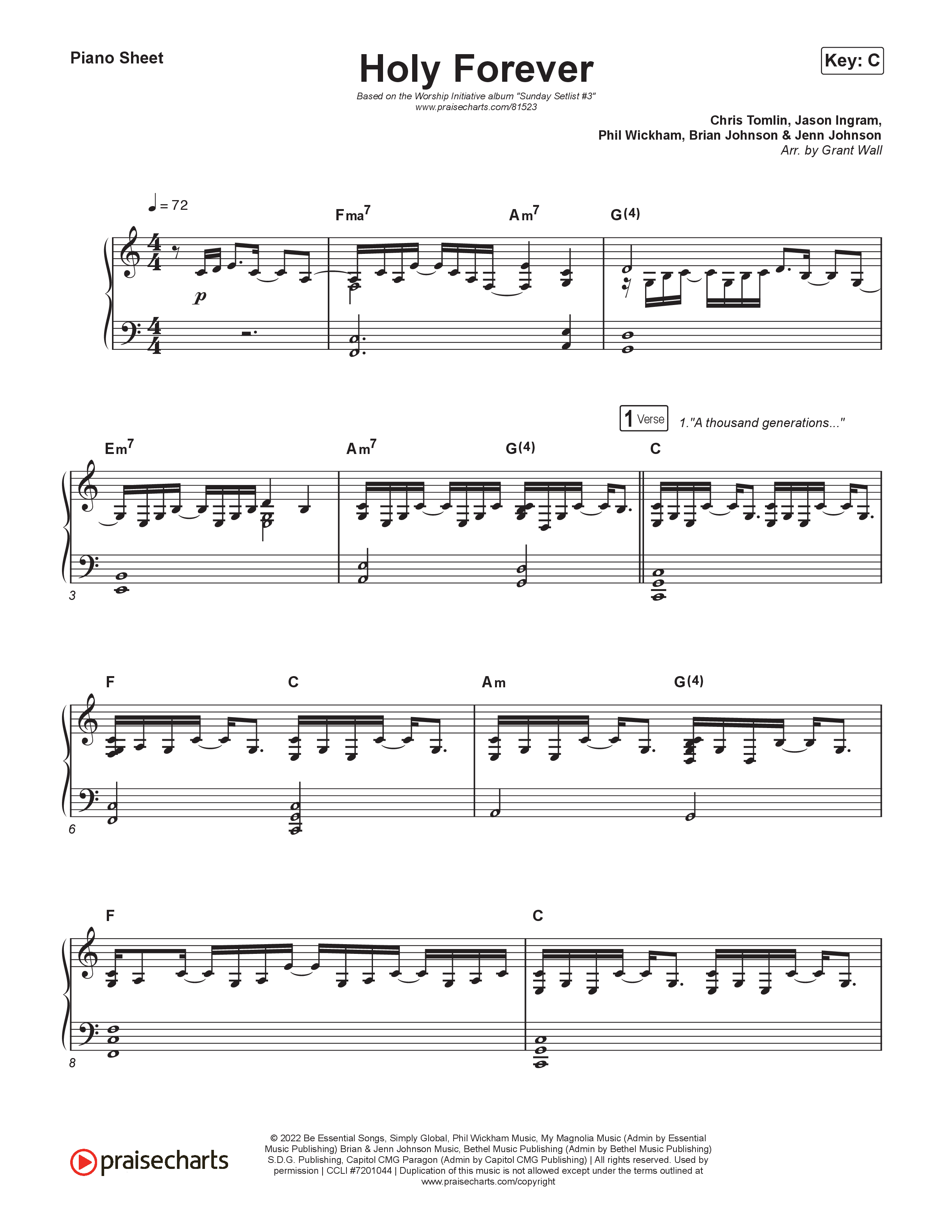 Holy Forever Piano Sheet (The Worship Initiative)