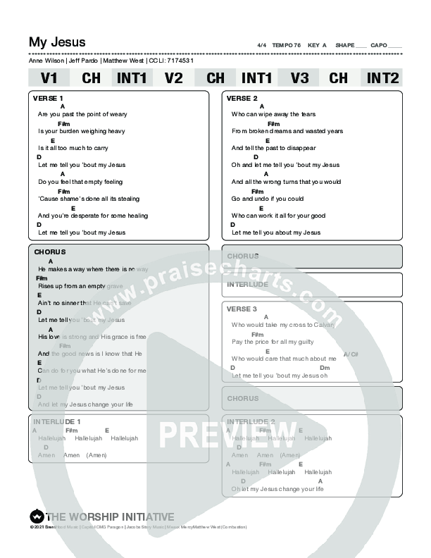My Jesus Chord Chart (The Worship Initiative)