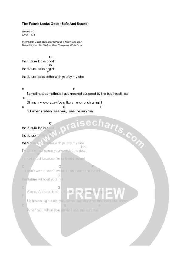 The Future Looks Good (Safe & Sound) Chord Chart (Good Weather Forecast / Neon Feather)