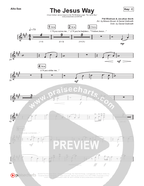 The Jesus Way (Choral Anthem SATB) Alto Sax (Phil Wickham / Arr. Mason Brown)