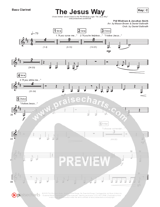 The Jesus Way (Choral Anthem SATB) Bass Clarinet (Phil Wickham / Arr. Mason Brown)