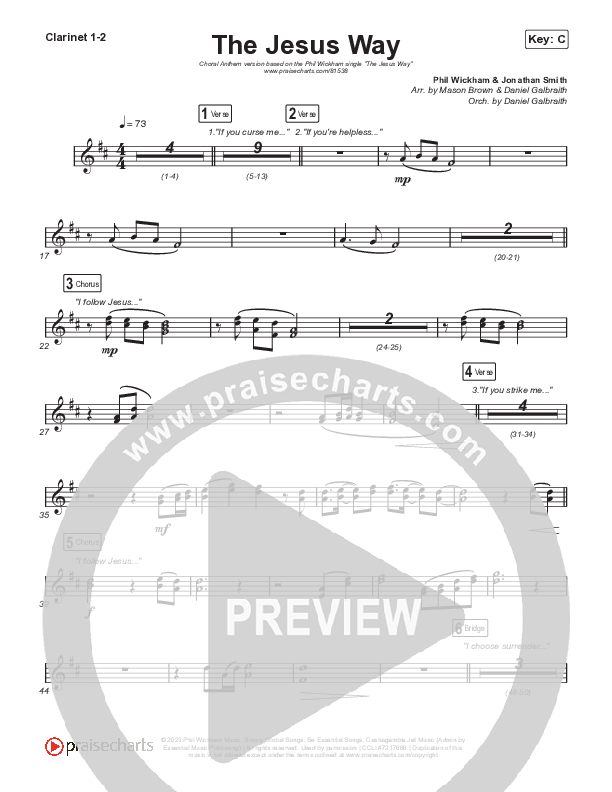 The Jesus Way (Choral Anthem SATB) Clarinet 1,2 (Phil Wickham / Arr. Mason Brown)