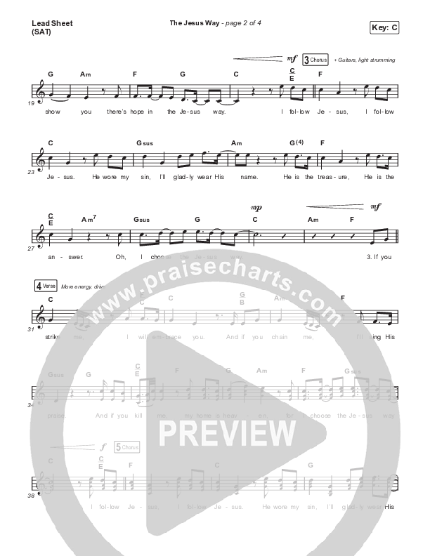 The Jesus Way (Choral Anthem SATB) Lead Sheet (SAT) (Phil Wickham / Arr. Mason Brown)
