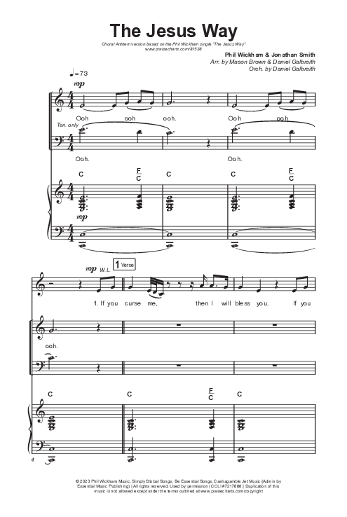 The Jesus Way (Choral Anthem SATB) Octavo (SATB & Pno) (Phil Wickham / Arr. Mason Brown)