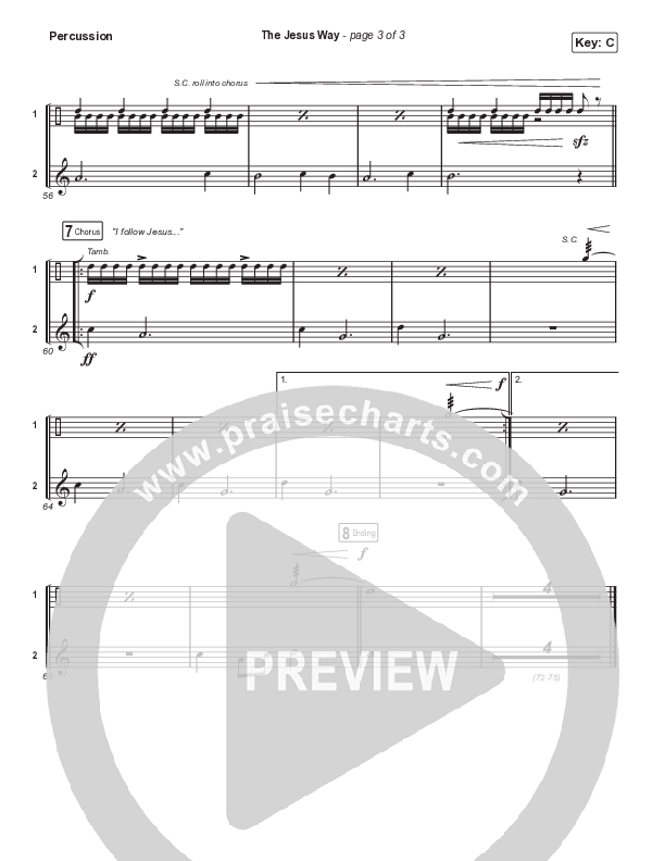 The Jesus Way (Choral Anthem SATB) Percussion (Phil Wickham / Arr. Mason Brown)