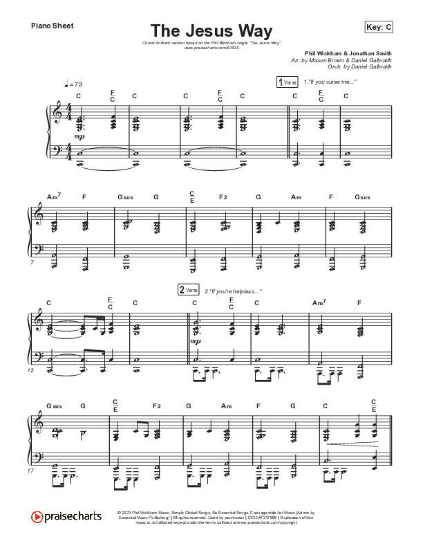 The Jesus Way (Choral Anthem SATB) Piano Sheet (Phil Wickham / Arr. Mason Brown)