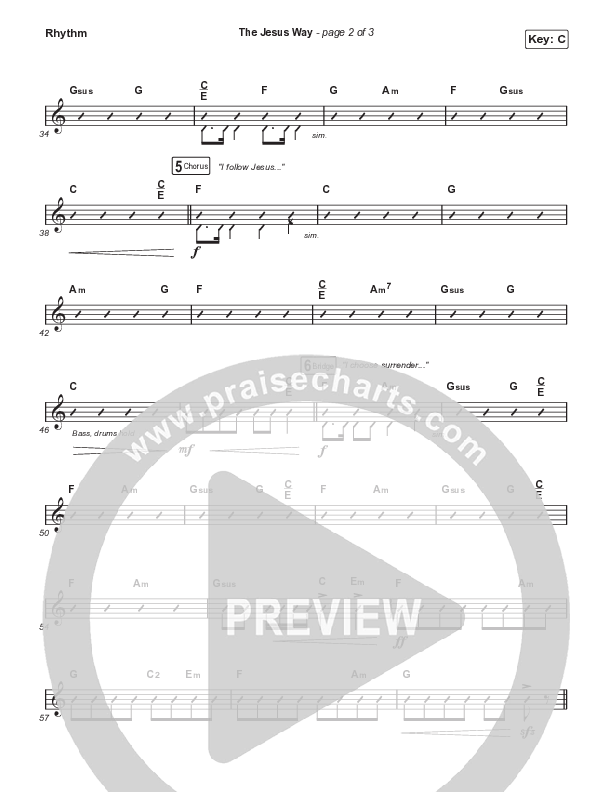The Jesus Way (Choral Anthem SATB) Rhythm Chart (Phil Wickham / Arr. Mason Brown)