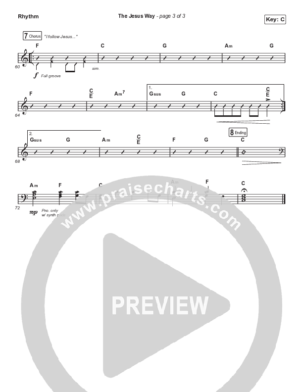 The Jesus Way (Choral Anthem SATB) Rhythm Chart (Phil Wickham / Arr. Mason Brown)