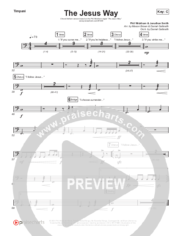 The Jesus Way (Choral Anthem SATB) Timpani (Phil Wickham / Arr. Mason Brown)