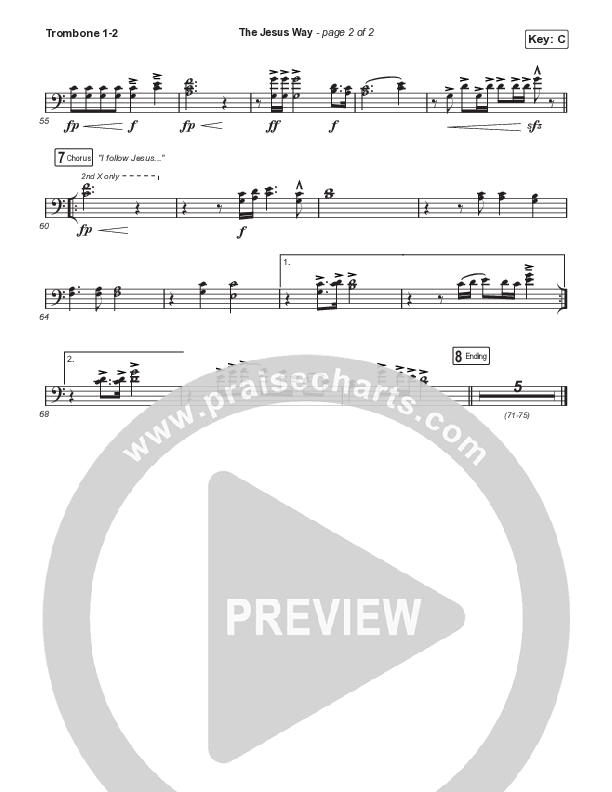 The Jesus Way (Choral Anthem SATB) Trombone 1,2 (Phil Wickham / Arr. Mason Brown)