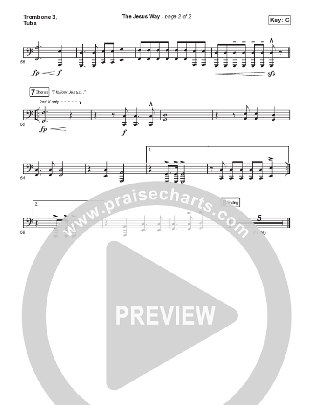 The Jesus Way (Choral Anthem SATB) Trombone 3/Tuba (Phil Wickham / Arr. Mason Brown)