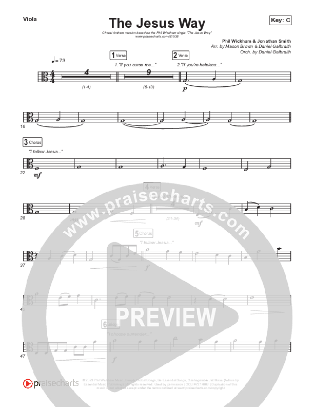 The Jesus Way (Choral Anthem SATB) Viola (Phil Wickham / Arr. Mason Brown)