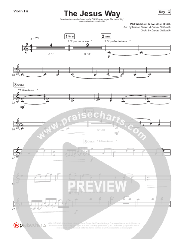 The Jesus Way (Choral Anthem SATB) String Pack (Phil Wickham / Arr. Mason Brown)