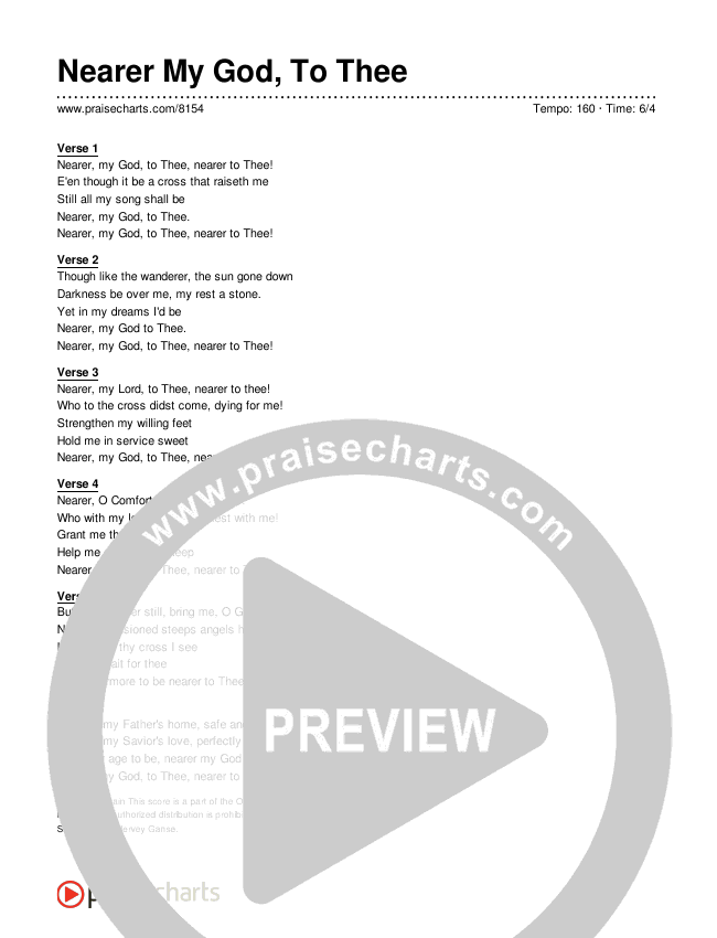 Nearer My God, To Thee Lyrics (Traditional Hymn)