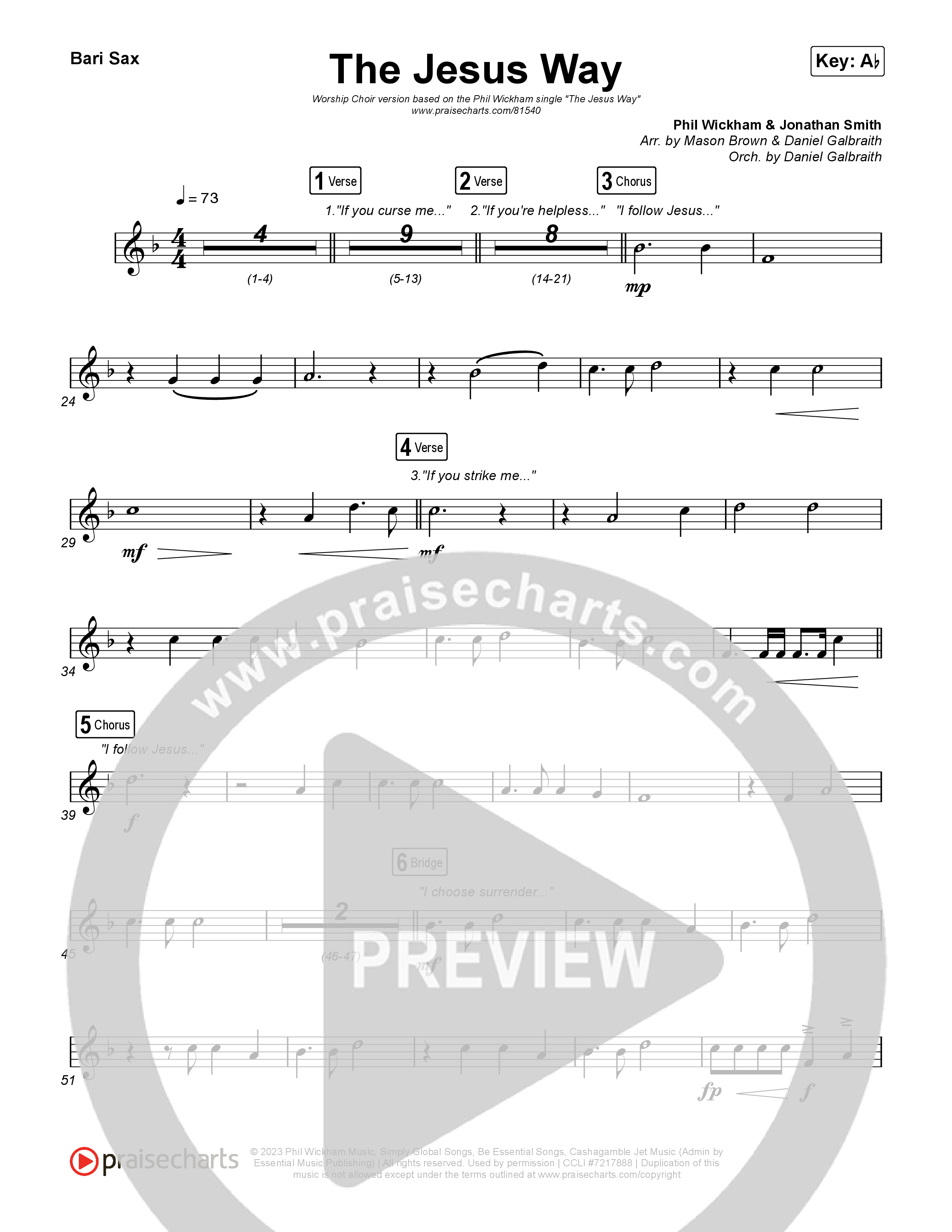 The Jesus Way (Worship Choir/SAB) Bari Sax (Phil Wickham / Arr. Mason Brown)