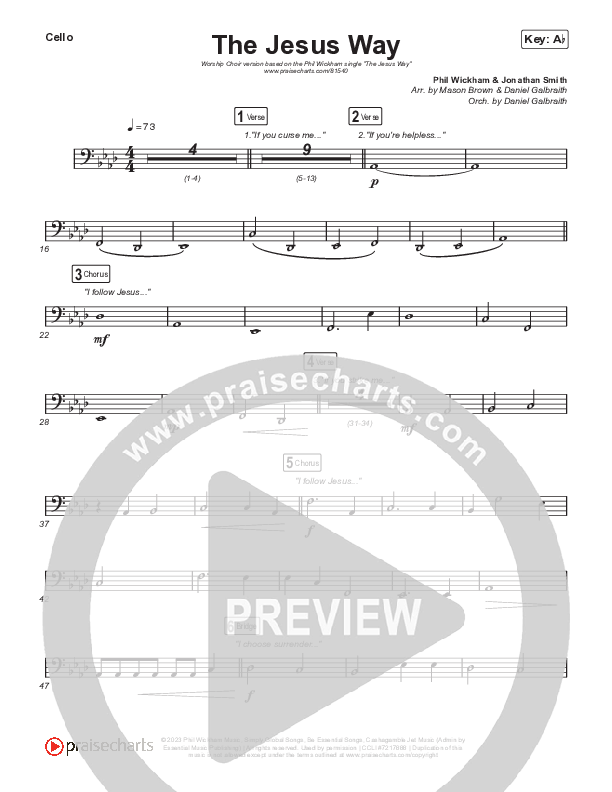 The Jesus Way (Worship Choir/SAB) Cello (Phil Wickham / Arr. Mason Brown)