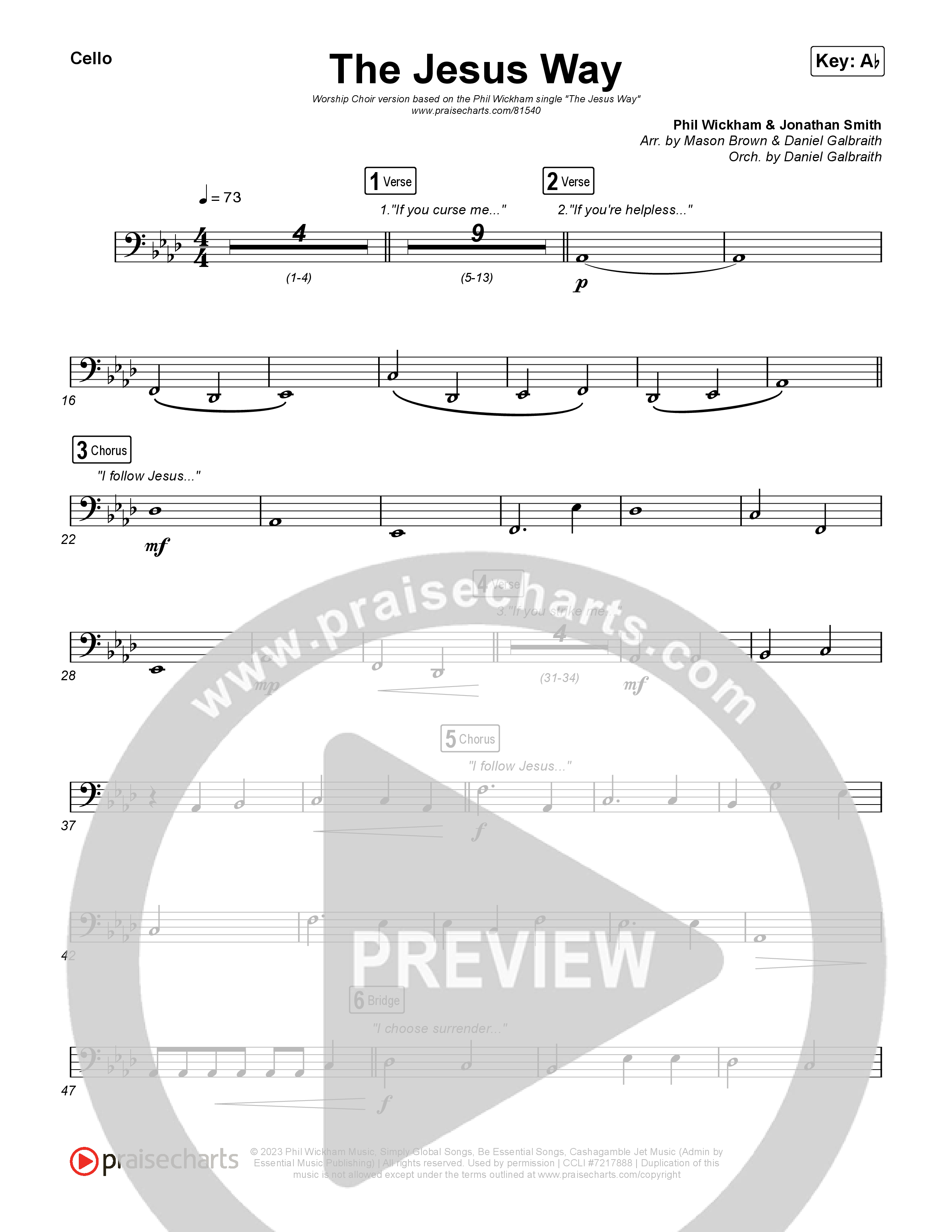 The Jesus Way (Worship Choir/SAB) Cello (Phil Wickham / Arr. Mason Brown)