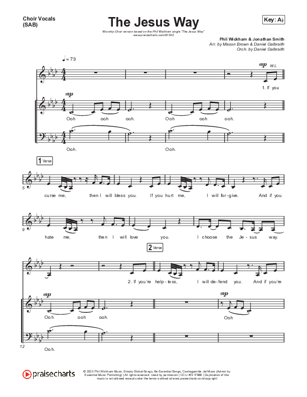 The Jesus Way (Worship Choir/SAB) Choir Sheet (SAB) (Phil Wickham / Arr. Mason Brown)