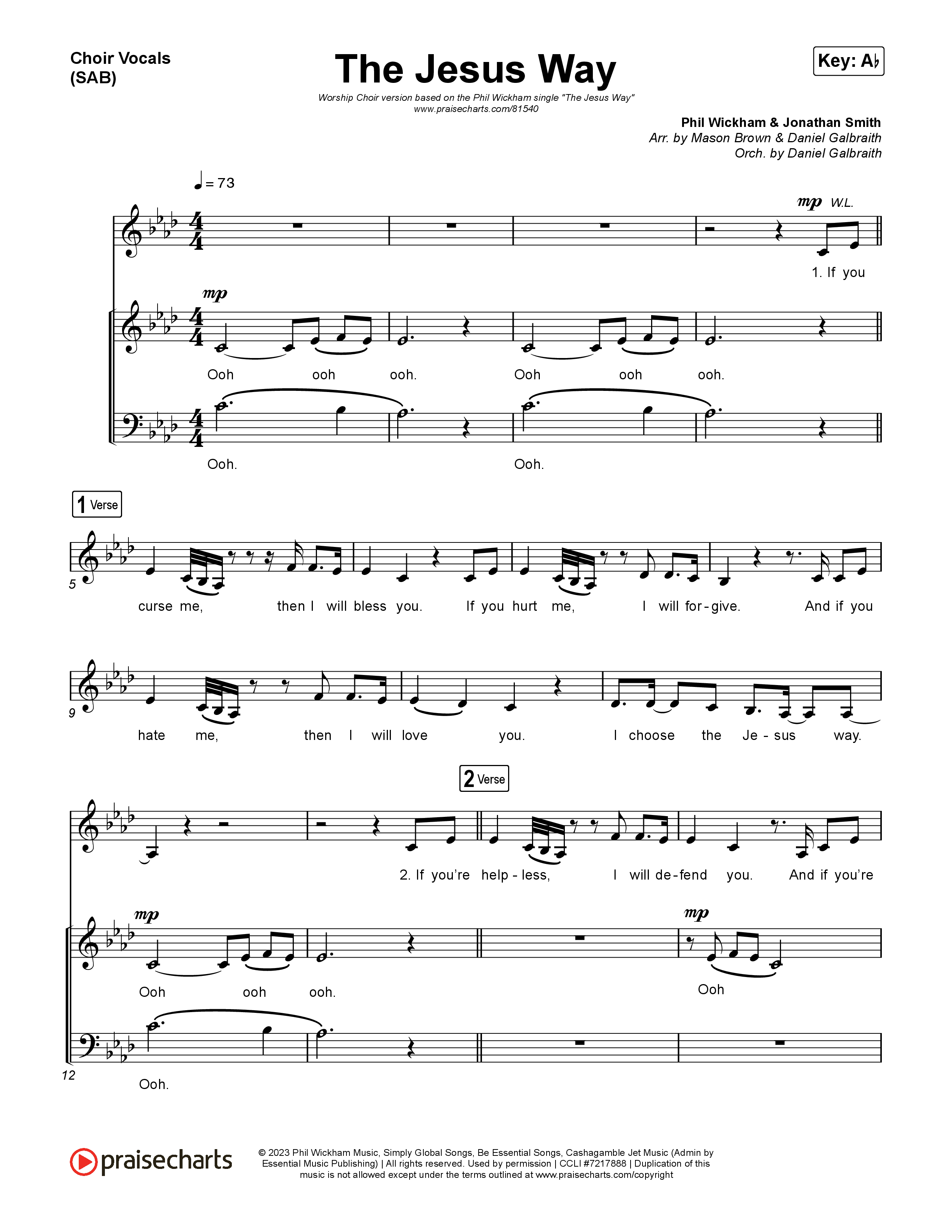 The Jesus Way (Worship Choir/SAB) Choir Sheet (SAB) (Phil Wickham / Arr. Mason Brown)