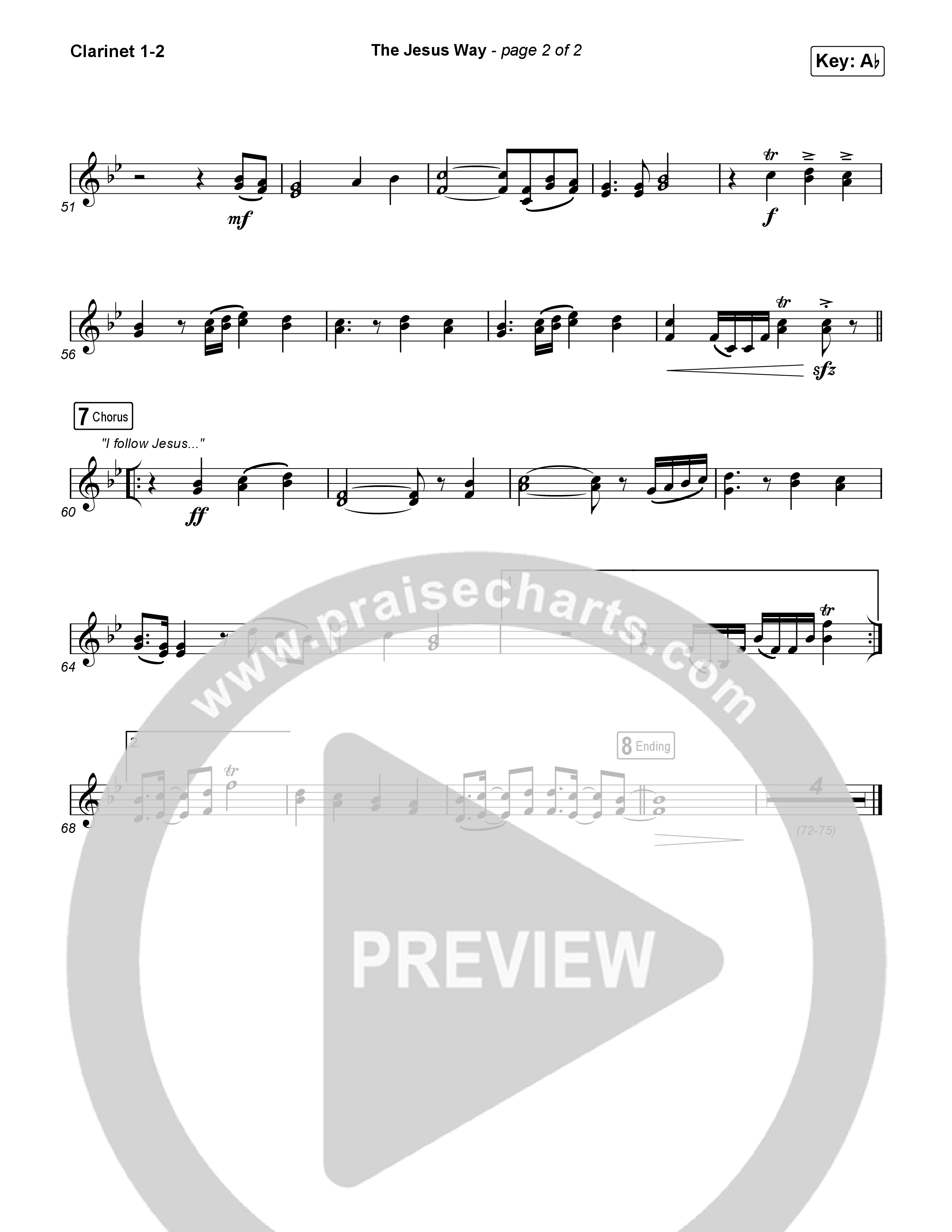 The Jesus Way (Worship Choir/SAB) Clarinet 1/2 (Phil Wickham / Arr. Mason Brown)