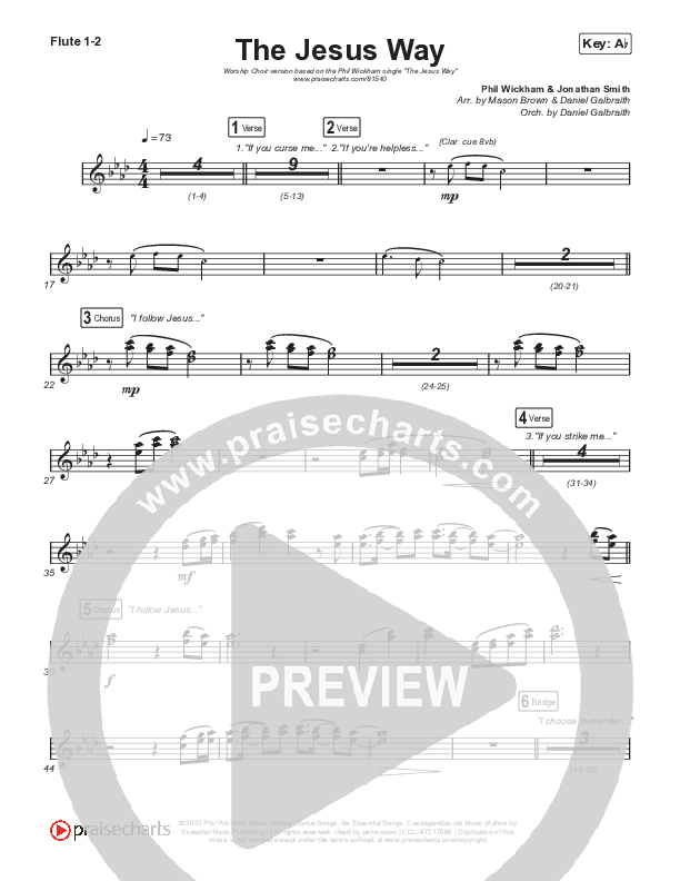 The Jesus Way (Worship Choir/SAB) Flute 1/2 (Phil Wickham / Arr. Mason Brown)