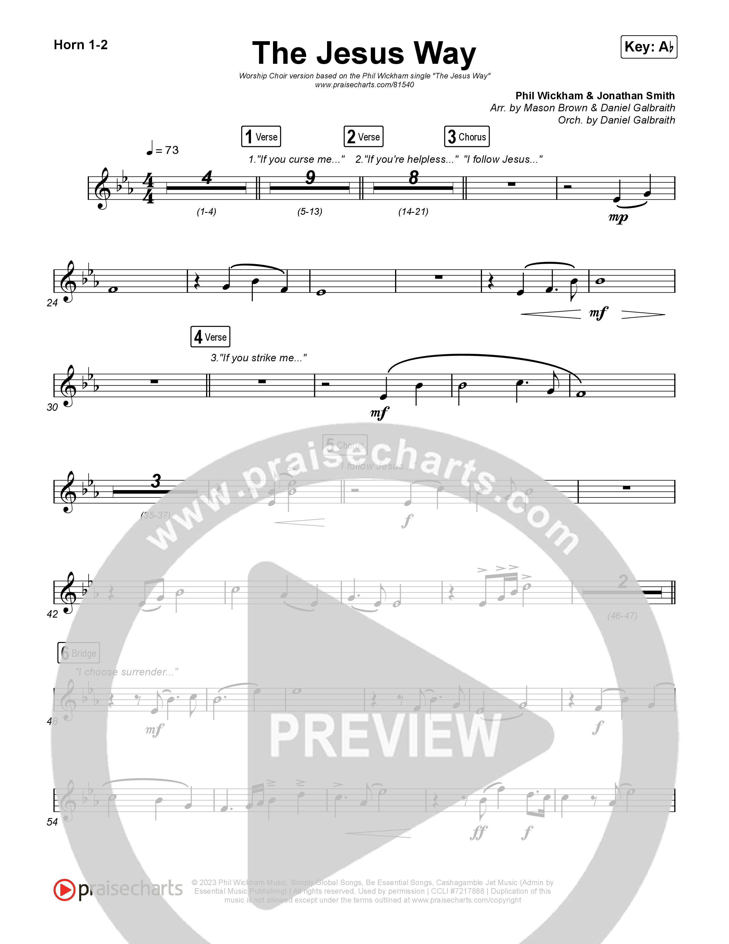 The Jesus Way (Worship Choir/SAB) French Horn 1/2 (Phil Wickham / Arr. Mason Brown)