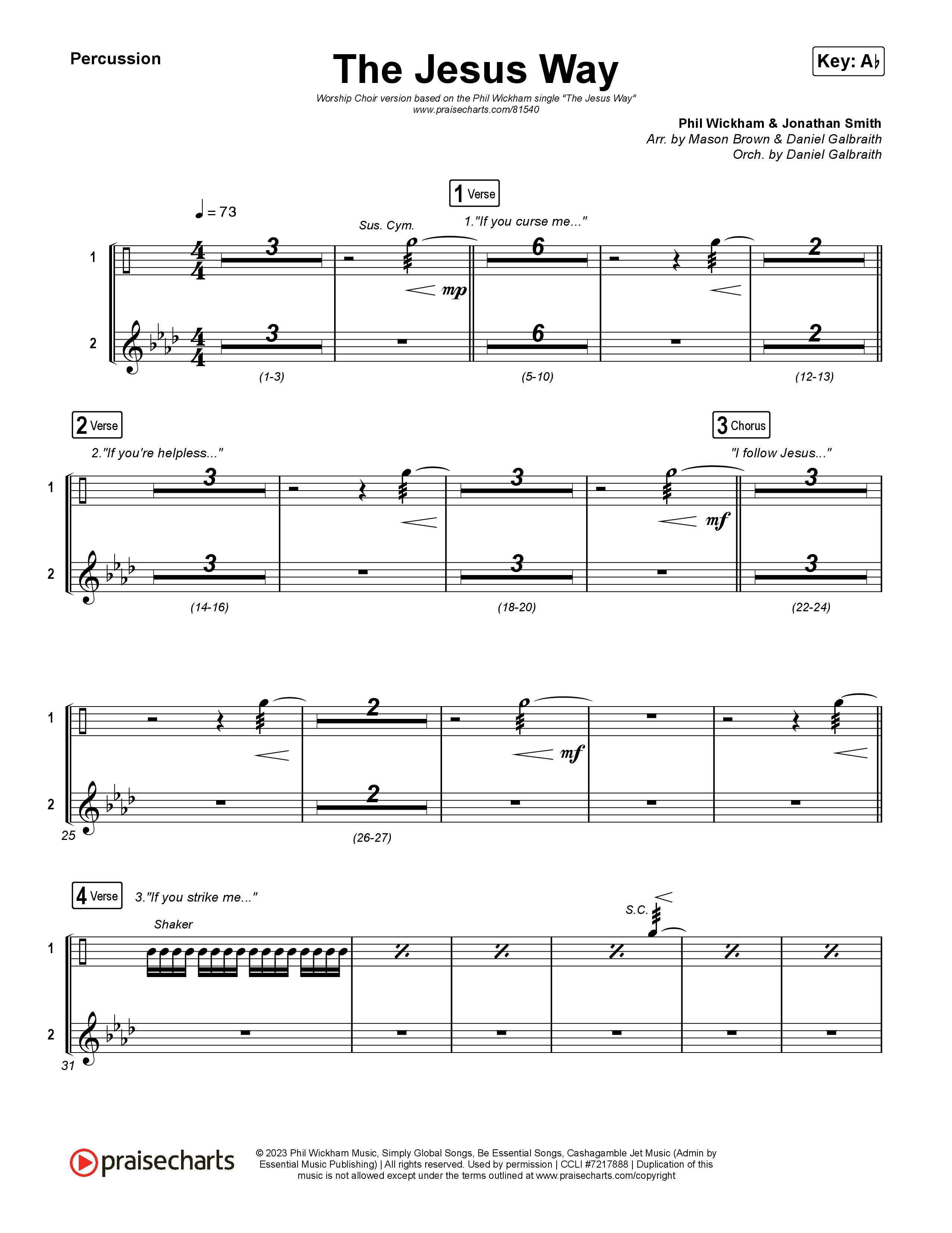 The Jesus Way (Worship Choir/SAB) Percussion (Phil Wickham / Arr. Mason Brown)