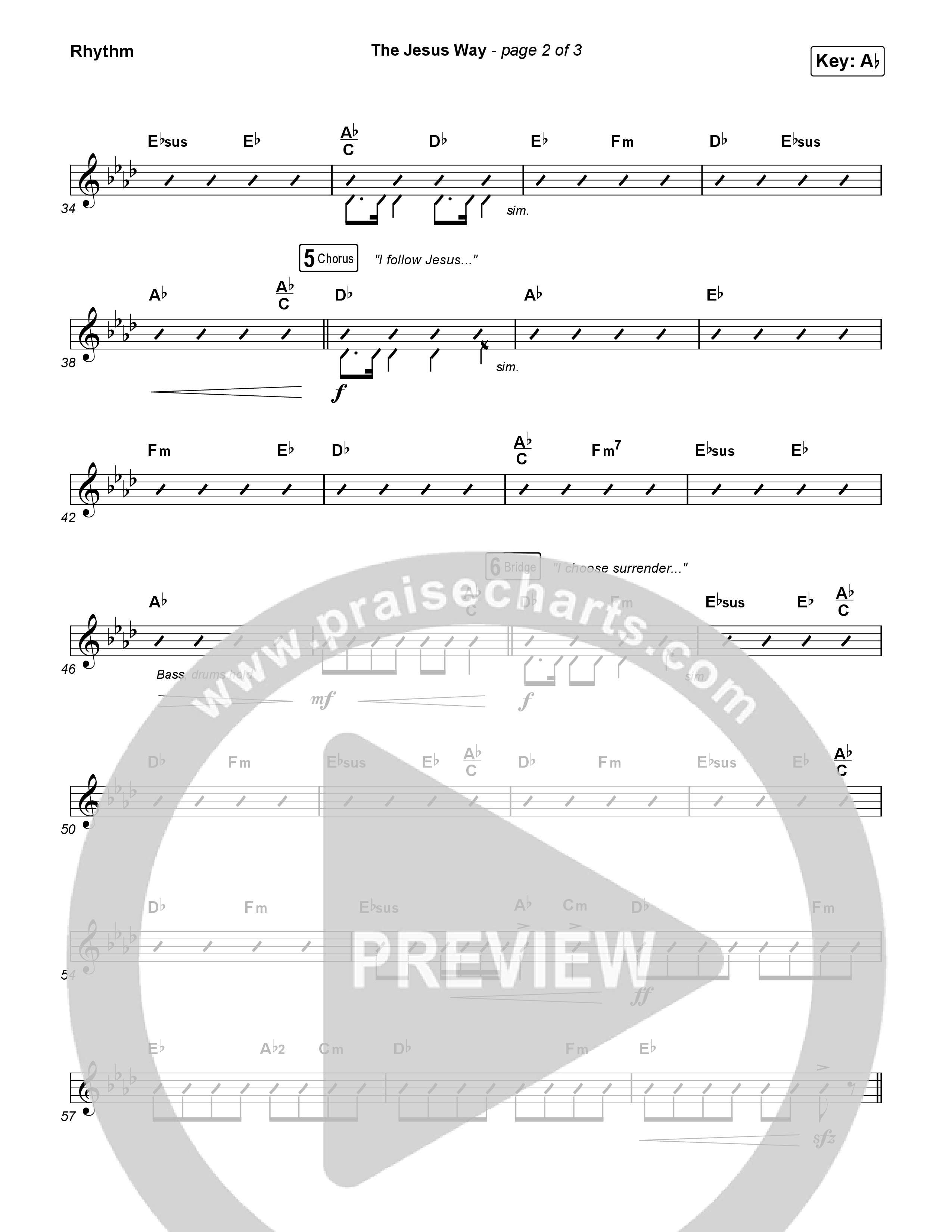 The Jesus Way (Worship Choir/SAB) Rhythm Chart (Phil Wickham / Arr. Mason Brown)