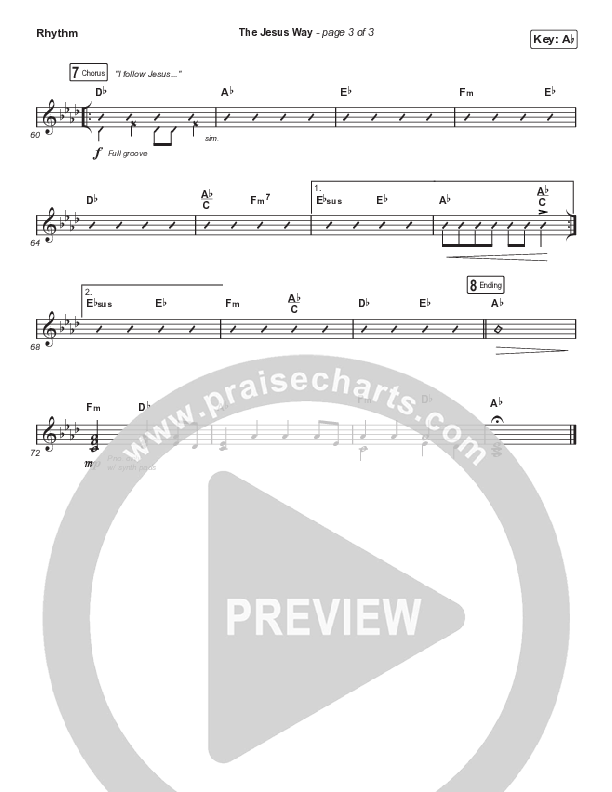 The Jesus Way (Worship Choir/SAB) Rhythm Chart (Phil Wickham / Arr. Mason Brown)