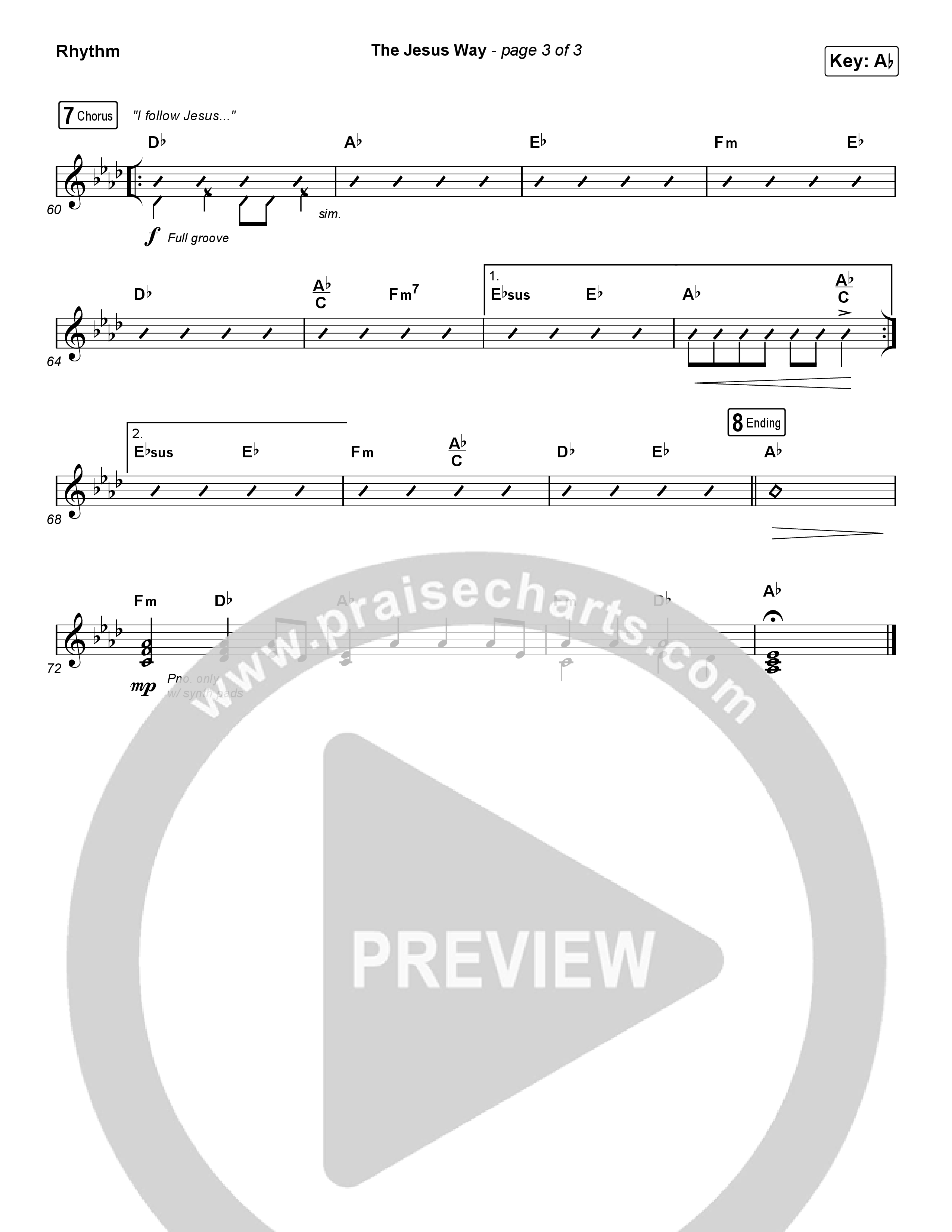 The Jesus Way (Worship Choir/SAB) Rhythm Chart (Phil Wickham / Arr. Mason Brown)