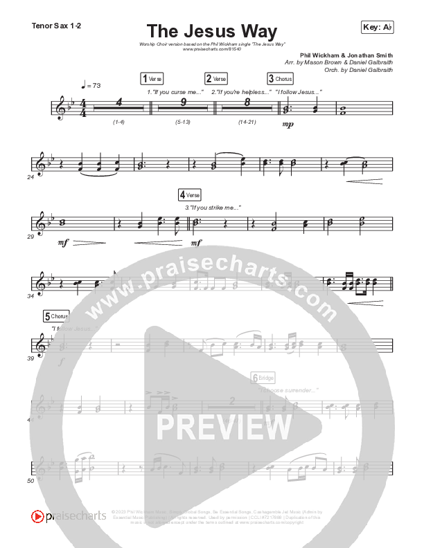 The Jesus Way (Worship Choir/SAB) Tenor Sax 1/2 (Phil Wickham / Arr. Mason Brown)