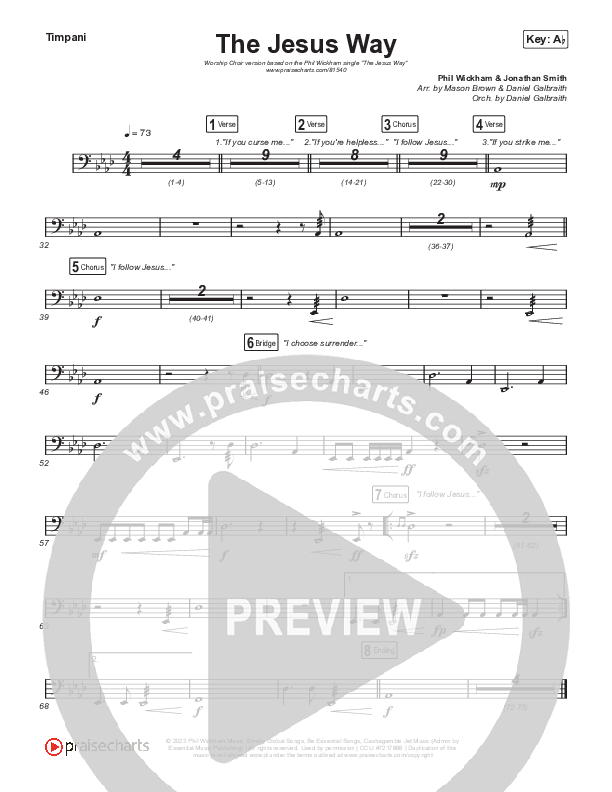 The Jesus Way (Worship Choir/SAB) Timpani (Phil Wickham / Arr. Mason Brown)