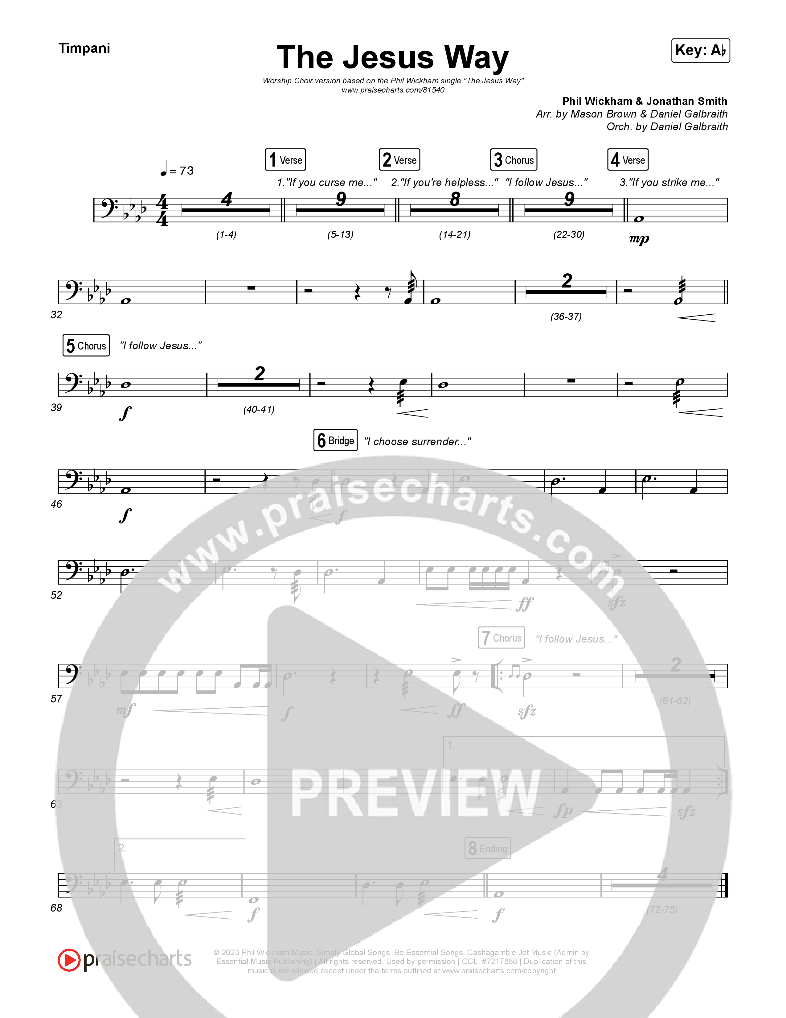 The Jesus Way (Worship Choir/SAB) Timpani (Phil Wickham / Arr. Mason Brown)