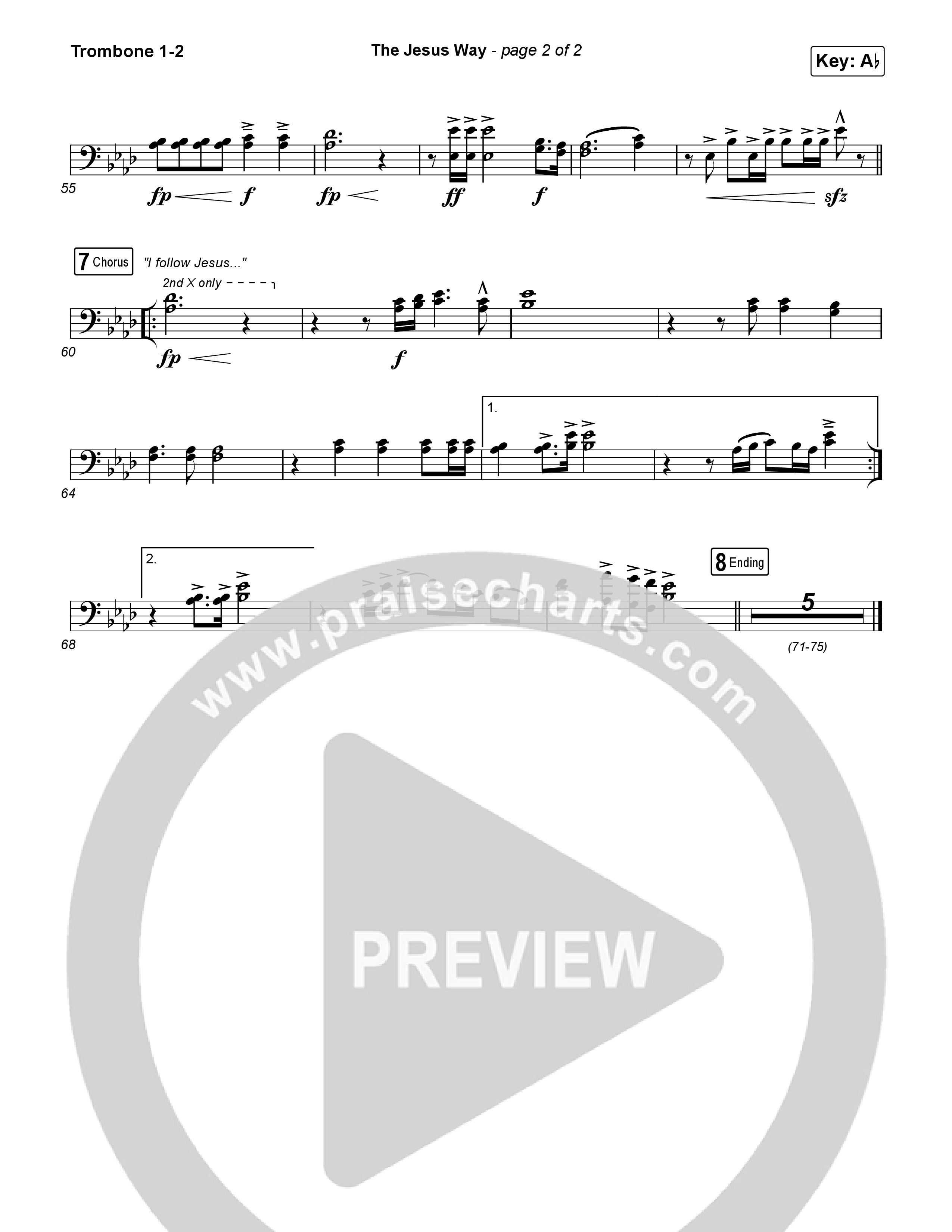 The Jesus Way (Worship Choir/SAB) Trombone 1/2 (Phil Wickham / Arr. Mason Brown)