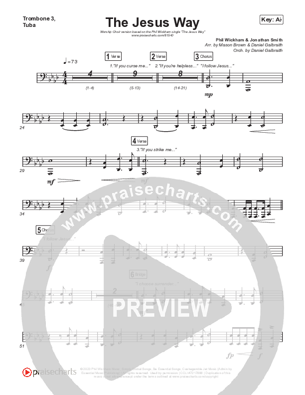 The Jesus Way (Worship Choir/SAB) Trombone 3/Tuba (Phil Wickham / Arr. Mason Brown)