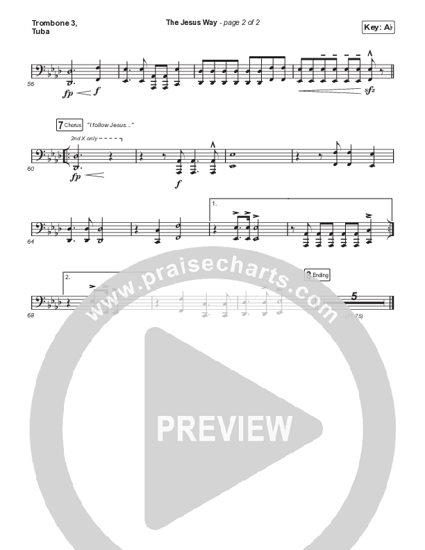 The Jesus Way (Worship Choir/SAB) Trombone 3/Tuba (Phil Wickham / Arr. Mason Brown)