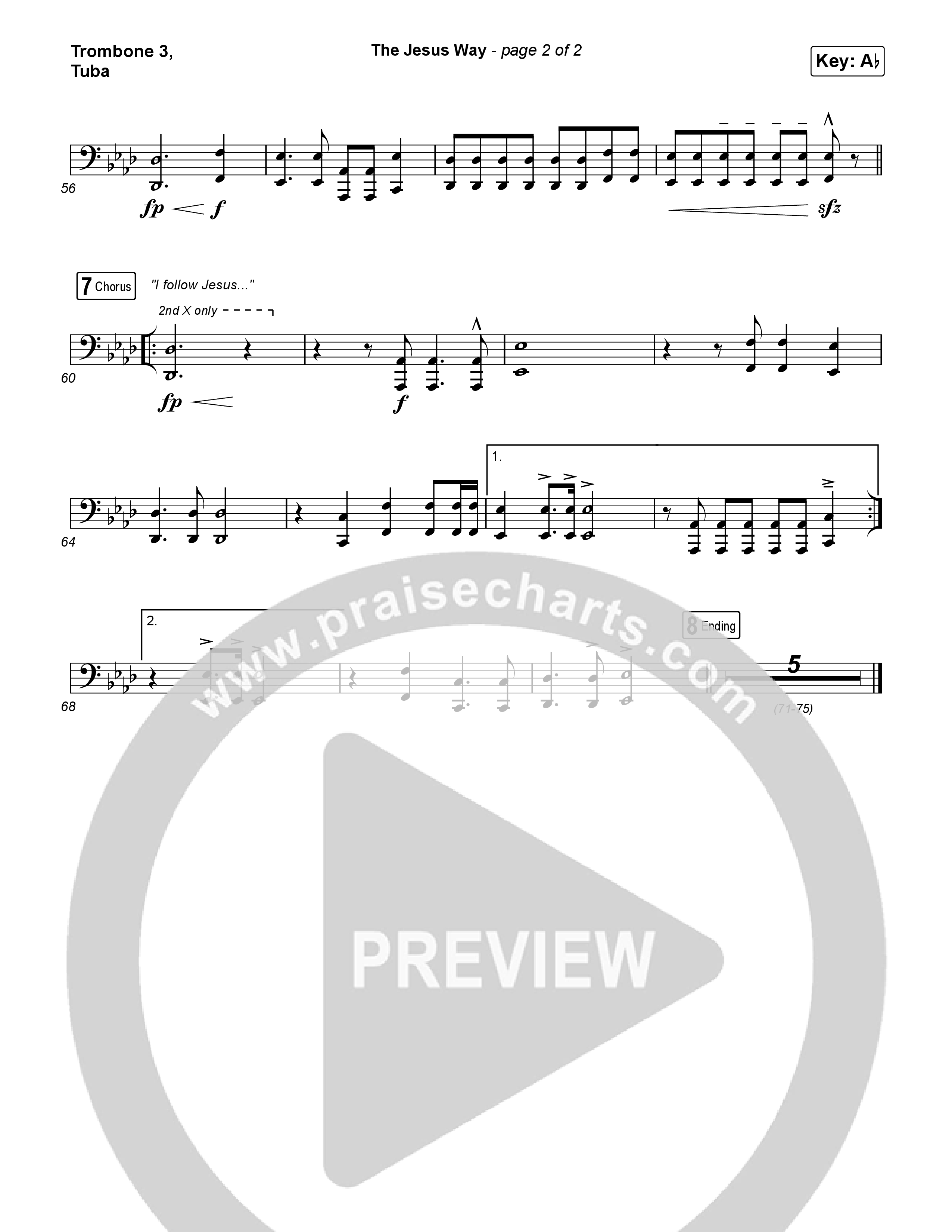 The Jesus Way (Worship Choir/SAB) Trombone 3/Tuba (Phil Wickham / Arr. Mason Brown)