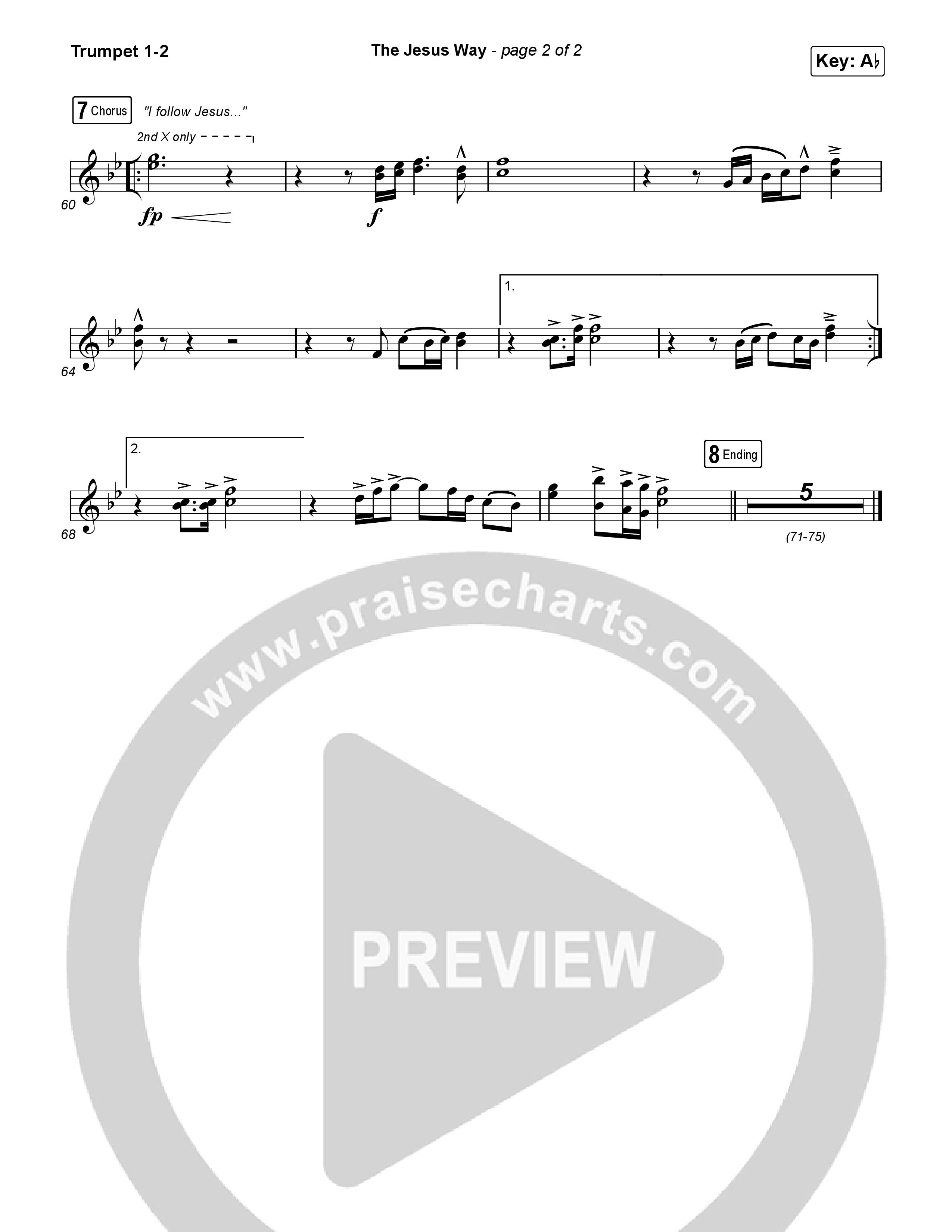 The Jesus Way (Worship Choir/SAB) Trumpet 1,2 (Phil Wickham / Arr. Mason Brown)