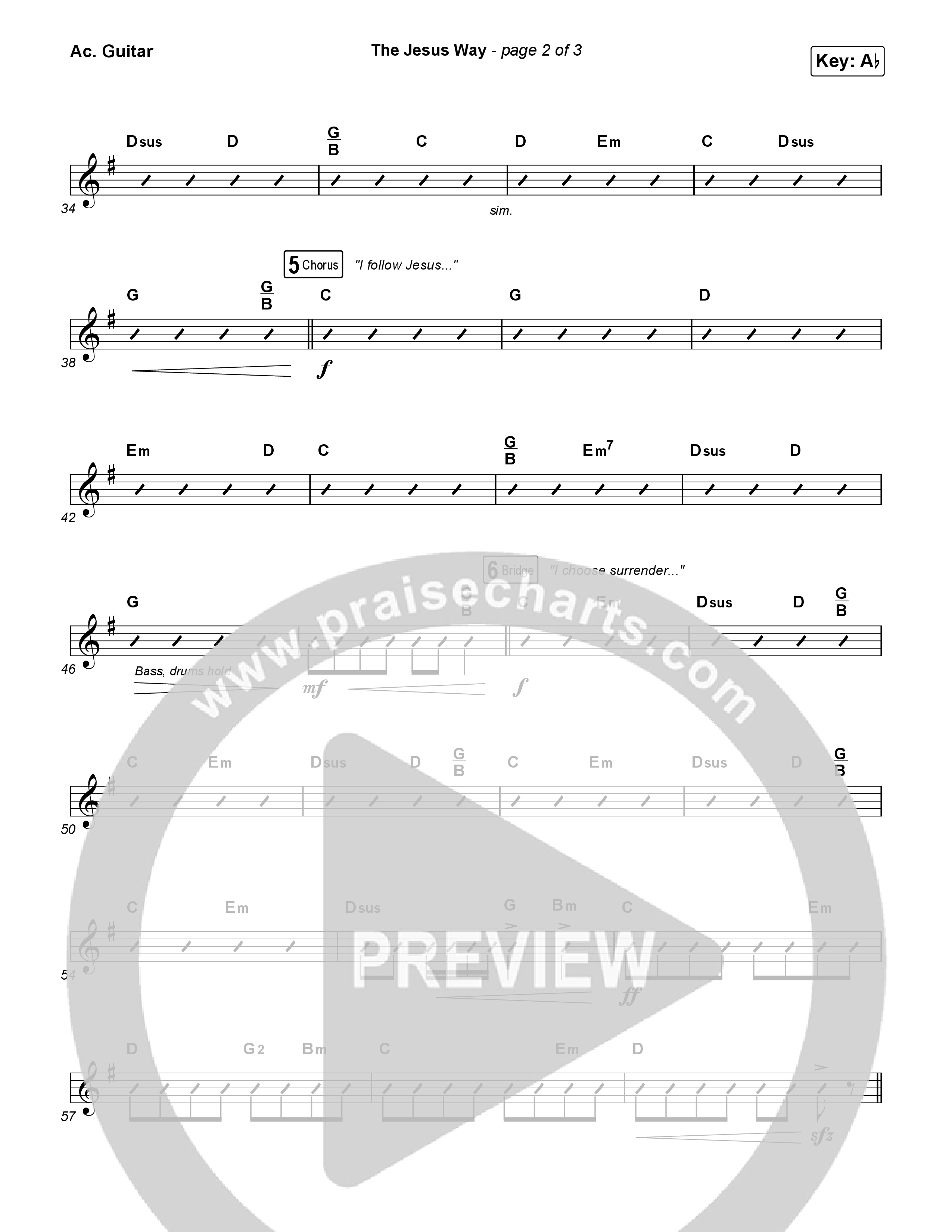 The Jesus Way (Unison/2-Part) Acoustic Guitar (Phil Wickham / Arr. Mason Brown)