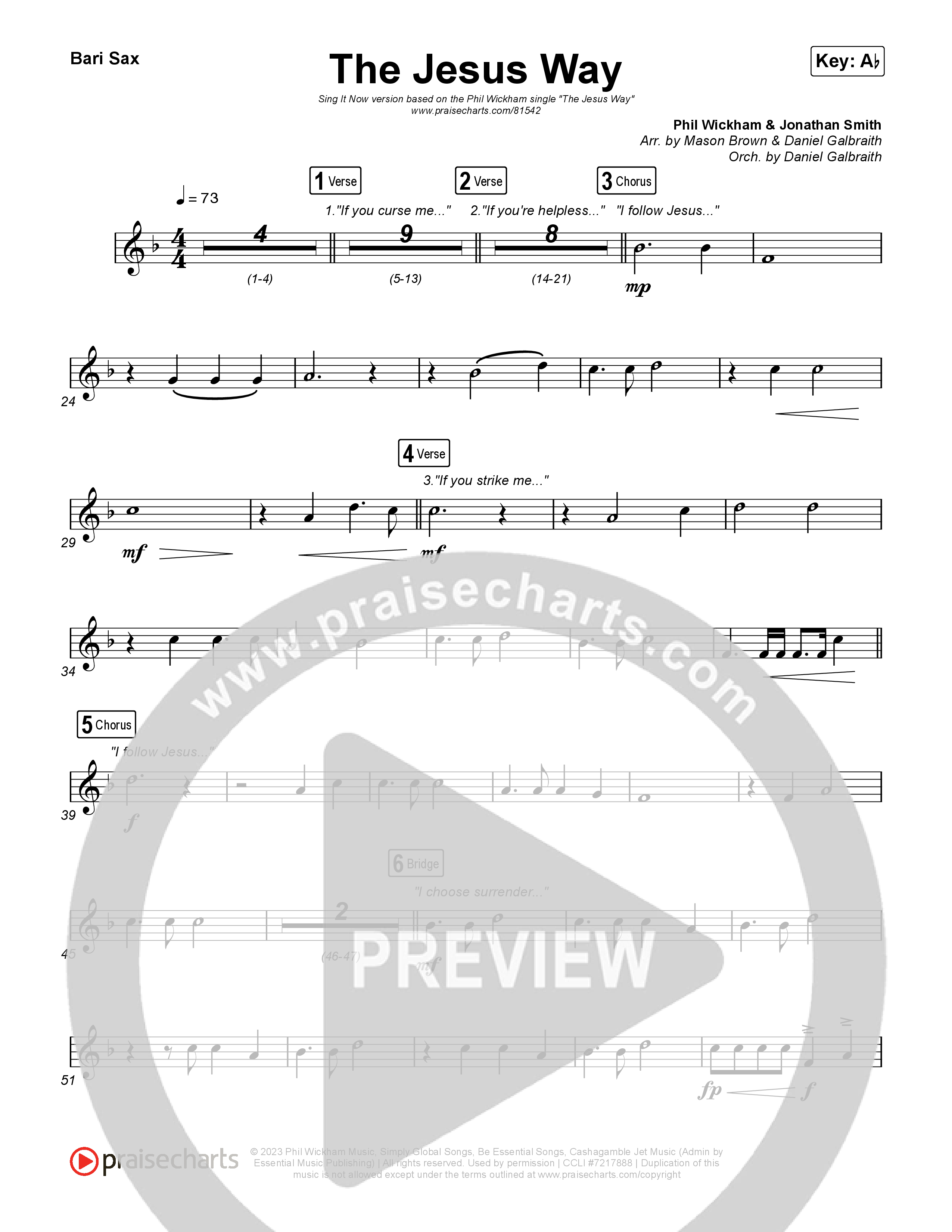 The Jesus Way (Sing It Now) Bari Sax (Phil Wickham / Arr. Mason Brown)