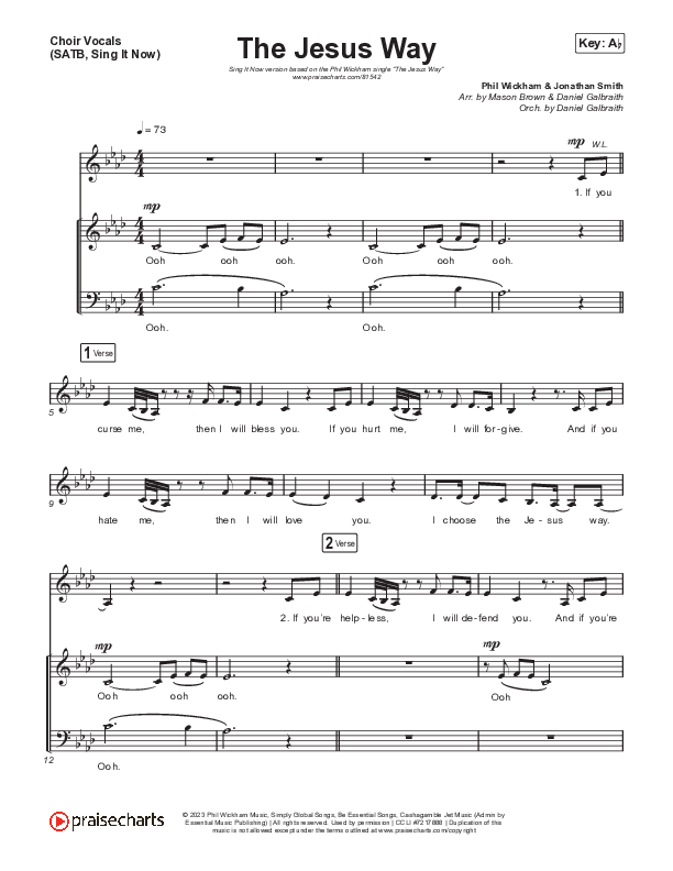 The Jesus Way (Sing It Now) Choir Sheet (SATB) (Phil Wickham / Arr. Mason Brown)