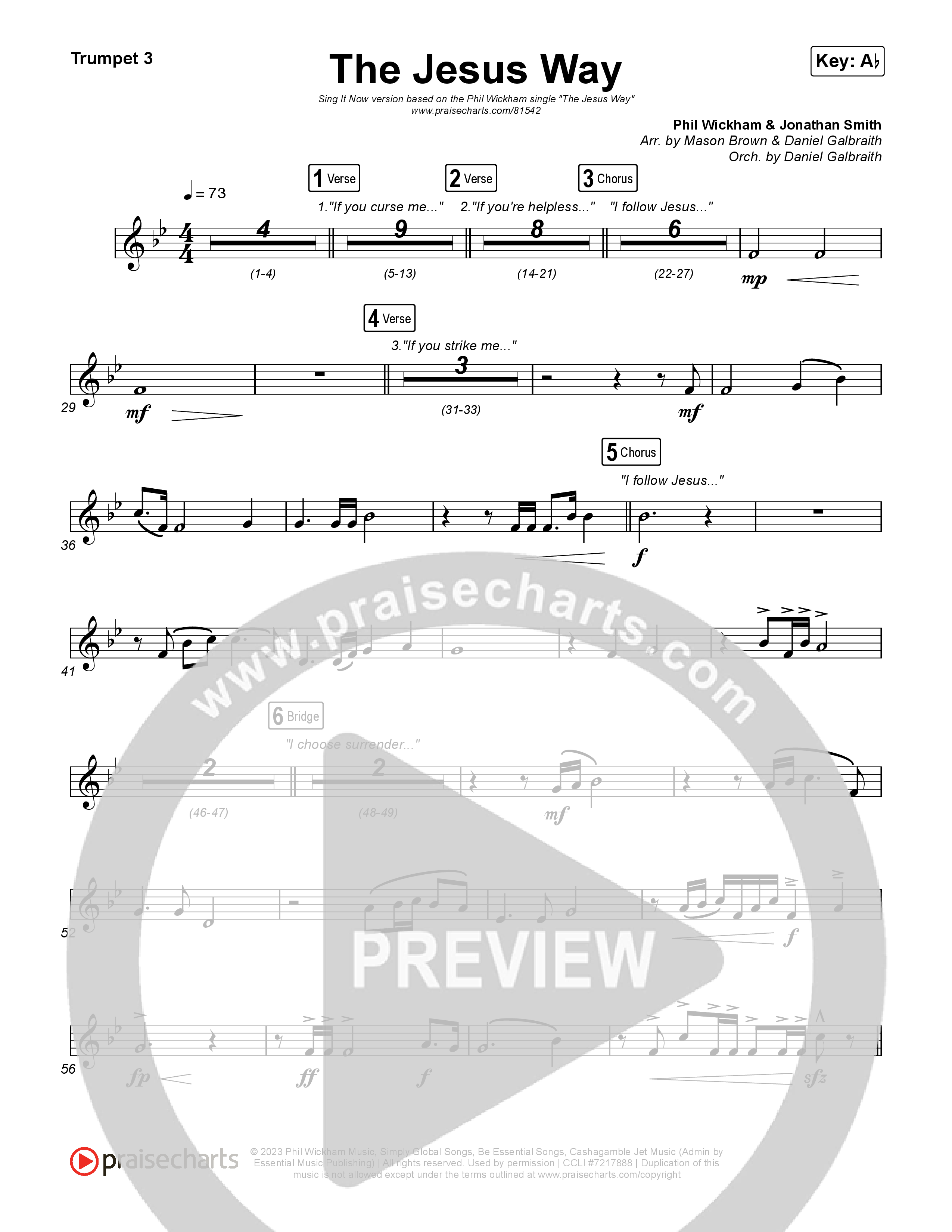 The Jesus Way (Sing It Now) Trumpet 3 (Phil Wickham / Arr. Mason Brown)