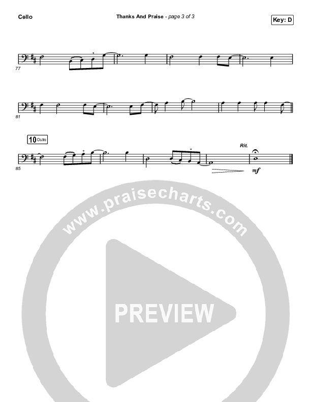 Thanks And Praise (Worship Choir/SAB) Cello (Songs From The Soil / Lucy Grimble / Philippa Hanna / Rich DiCas / Arr. Phil Nitz)