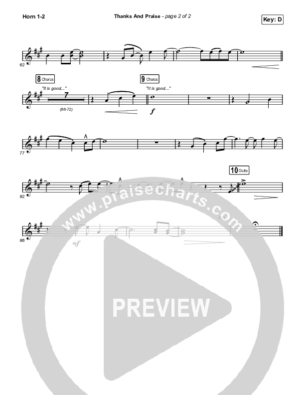 Thanks And Praise (Worship Choir/SAB) French Horn 1/2 (Songs From The Soil / Lucy Grimble / Philippa Hanna / Rich DiCas / Arr. Phil Nitz)