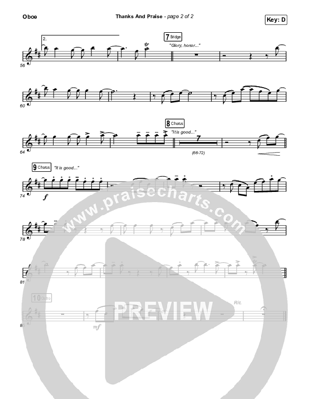 Thanks And Praise (Worship Choir/SAB) Oboe (Songs From The Soil / Lucy Grimble / Philippa Hanna / Rich DiCas / Arr. Phil Nitz)